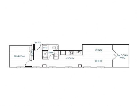 Floor plan for 1 bed, 1 bath, 831 sqft